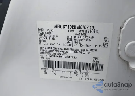 2023 Ford Explorer Police Interceptor from USA, damaged, VIN 1FM5K8AB6PGB12913